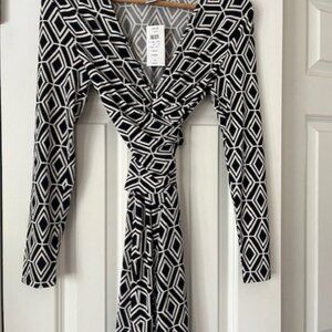 Cache Black and White Wrap Dress size S